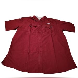 Men's XL Columbia PFG Tamiami II Red Short-Sleeved Button-Down Shirt